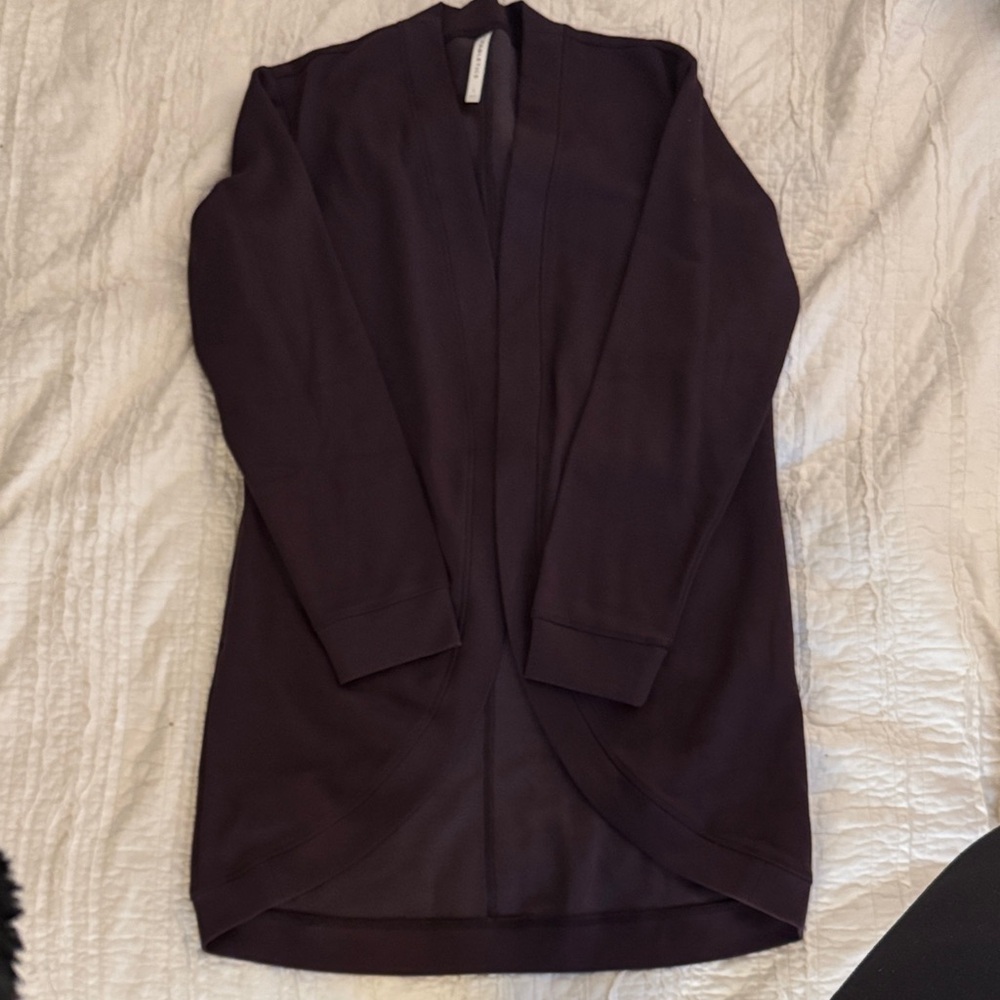 Dark Purple Open Front Cardigan
